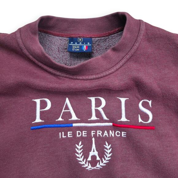 Paris Tour D'Or Ile De France Maroon Pullover Crewneck Sweatshirt Women Sz M - Picture 7 of 13
